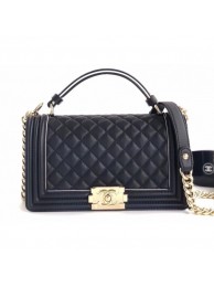 AAA Chanel Boy Medium Flap Bag with Top Handle Black 2019 AQ03068