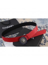 AAA Chanel Calfskin Belt with CC Round Buckle 35MM Width Red 2018 AQ02258