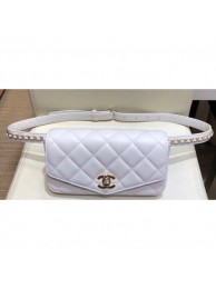 AAA Chanel Calfskin Chain Belt Quilted Fanny Pack Waist Flap Bag AS0628 White 2019 AQ02967