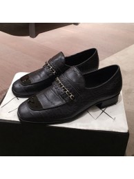 AAA Chanel Crocodile Embossed Leather Loafers G34827 Black 2019 Collection AQ01804