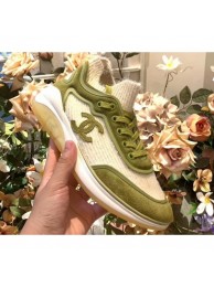 AAA Chanel Fabric Suede Calfskin and TPU Sneakers G35202 Green 2019 AQ01020
