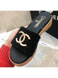 AAA Chanel Heel Gold CC Logo Mules G36065 Black 2020 AQ03096