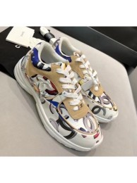 AAA Chanel Multicolor Print Fabric & Calfskin Sneaker Beige/White 2020 Collection AQ02310