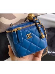 AAA Chanel Pearl on Chain Small Classic Box with Chain Bag AP1447 Blue 2020 AQ03937