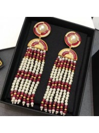 AAA Chanel Pearl Tassel Short Earrings AB1975 Red 2019 Collection AQ02956
