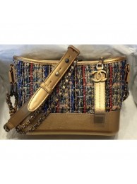 AAA Chanel Tweed/Calfskin Gabrielle Small Hobo Bag A91810 Gold 2019 AQ04070