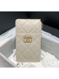 AAA Imitation Chanel 19 Phone and Card Holder in Lambskin AP1182 Off-White 2020 Collection AQ04277