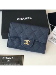 AAA Knockoff Chanel Grained Leather Classic Card Holder AP0214 Navy Blue 2019 Collection AQ02980