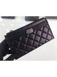 AAA Replica Chanel Lambskin Boy Pouch Clutch Bag A84478 Black/Silver AQ00877