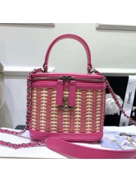 AAA Replica Chanel Rattan Woven Small Vanity Case AS1352 Pink/Beige 2020 Collection AQ02537