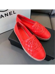 AAAAA Chanel Quilted Calfskin Flat Espadrilles G29762 Bright Red 2020 Collection AQ03416