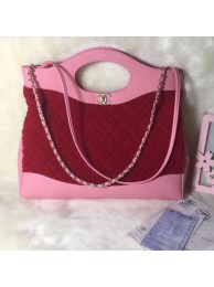 Best 1:1 Chanel Shearling Sheepskin 31 Medium Shopping Bag AS1010 Red 2019 Collection AQ03854