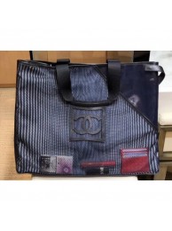 Best Chanel Mesh and PVC Shopping Tote Large Bag Navy Blue 2019 AQ02440