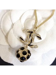 Best Chanel Pendant Necklace AB1350 Gold/Pearly White/Black/Crystal 2019 Collection AQ03763