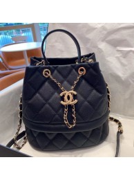 Best Chanel Quilted Grained Calfskin Small Drawing Bucket Bag AS0894 Black 2019 Collection AQ03862