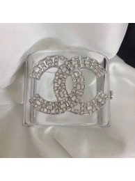 Best Chanel Resin Crystal CC Cuff Bracelet Silver 2019 Collection AQ00682