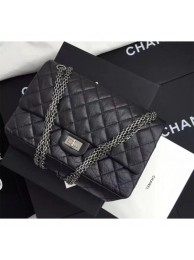Best Copy Chanel Original Quality 2.55 Reissue Size 227 calfskin Bag Black with silver hardware AQ03775