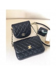 Best Imitation Chanel Lambskin Side Pack Bag AS0545 Black 2019 AQ02448