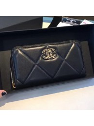 Chanel 19 Goatskin Long Zipped Wallet AP1063 Black 2019 Collection AQ01510