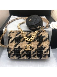 Chanel 19 Houndstooth Tweed Flap Bag and Coin Purse Black/Beige 2019 Collection AQ01587