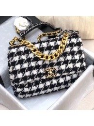 Chanel 19 Large Houndstooth Tweed Flap Bag AS1161 Black/White 2019 Collection AQ03306