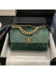 Chanel 19 Quilted Velvet Small Flap Bag AS1160 Green 2019 Collection AQ01001