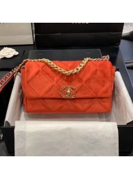 Chanel 19 Quilted Velvet Small Flap Bag AS1160 Orange 2019 Collection AQ01586