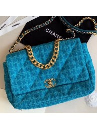 Chanel 19 Tweed Large Flap Bag AS1161 Blue 2019 Collection AQ03667