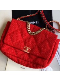 Chanel 19 Tweed Maxi Flap Bag AS1162 Red 2019 Collection AQ01524