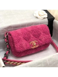 Chanel 19 Wool Tweed Flap Waist Bag/Belt Bag AS1163 Pink 2019 Collection AQ04264