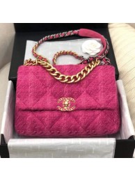 Chanel 19 Wool Tweed Large Flap Bag AS1161 Pink 2019 Collection AQ00518