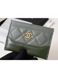 Chanel Aged Calfskin Gabrielle Card Holder A84386 Green AQ03669
