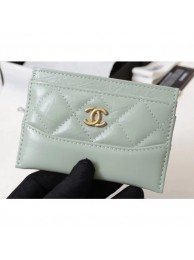 Chanel Aged Calfskin Gabrielle Card Holder A84386 Light Green AQ00601