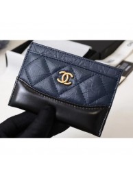 Chanel Aged Calfskin Gabrielle Card Holder A84386 Navy Blue AQ03467