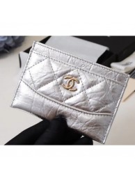 Chanel Aged Calfskin Gabrielle Card Holder A84386 Silver AQ02131