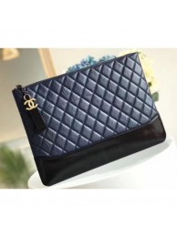 Chanel Aged Calfskin Gabrielle Pouch Clutch Large Bag A84288 Navy Blue AQ01942