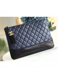 Chanel Aged Calfskin Gabrielle Pouch Clutch Small Bag A84287 Navy Blue AQ02195