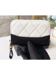 Chanel Aged Calfskin Gabrielle Zipped Coin Purse A84404 White AQ03015