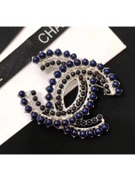 Chanel Beads CC Brooch A58082 Silver/Blue/Black 2018 AQ00853