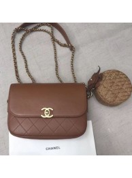Chanel Calfskin Flap Bag and Coin Purse AS1094 01 Brown 2019 Collection AQ02378