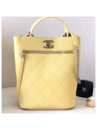 Chanel Calfskin Front Zip Large Bucket Bag AS0578 Yellow 2019 AQ01841