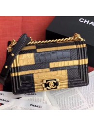 Chanel Calfskin Medium Boy Flap Bag A67085 Gold/Black 2019 Collection AQ04071