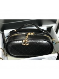 Chanel Calfskin Quilted Color Patchwork Oval Tote Bag Black 2019 AQ02646