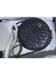 Chanel Camellia Round Evening Bag Black 2019 AQ03992