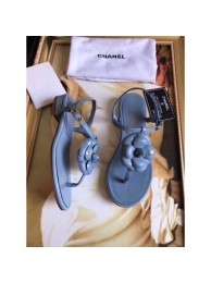 Chanel Camellia Thong Sandals Blue 2019 AQ01422