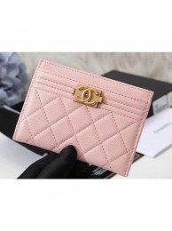 Chanel Caviar Leather Boy Card Holder A84431 Pink AQ01174