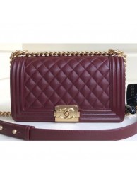 Chanel Caviar Leather Boy Flap Medium Bag Burgundy AQ01156