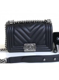 Chanel Caviar Leather Chevron Boy Flap Small Bag Black 2018 AQ04149