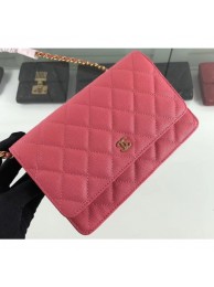 Chanel Caviar Leather Wallet On Chain WOC Bag A33814 Dark Pink 2019 AQ02097