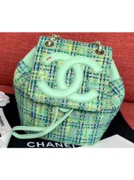 Chanel CC Logo Coco Backpack Bag AS0322 Tweed Light Green 2019 AQ01884